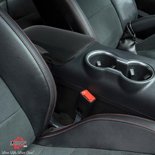 Carbon Fiber Center Console Cover Armrest Lid Cover for 2015-2024 Ford Mustang GT/Ecoboost/ S550/ S650/ Shelby GT350/GT350R/GT500 Interior Trim Car Accessories - Gloss Black