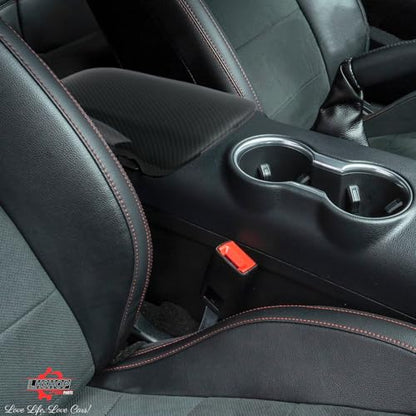 Carbon Fiber Center Console Cover Armrest Lid Cover for 2015-2024 Ford Mustang GT/Ecoboost/ S550/ S650/ Shelby GT350/GT350R/GT500 Interior Trim Car Accessories - Gloss Black