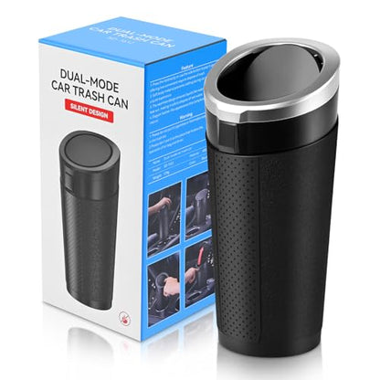Car Trash Can Bin with Lid, Mini Leakproof Garbage Can for Vehicle, Cup Holder Trash Can, Small Trash Bin for Cars, Home, Bedroom, Office(Silver 01) - color: Silver 01