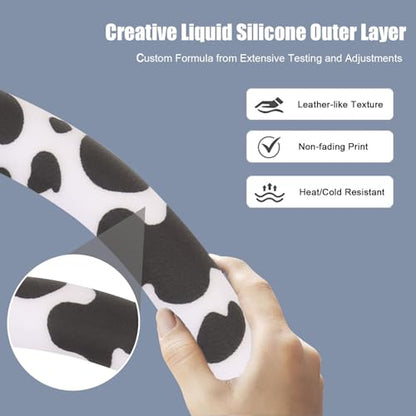 Cow Print Steering Wheel Cover with Silicone Inner Ring, Non-Toxic, Odorless Silicone Leather with Non-Fading Cow Pattern for Men Women, Universal 14.5 to 15 Inch (Cow Print) - style: Cow Print