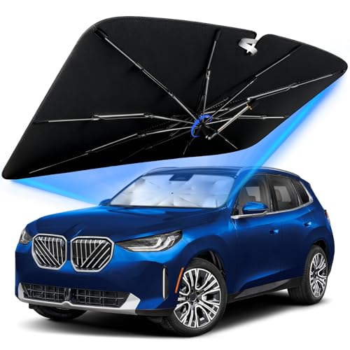 Windshield Sun Shade for BMW X3 2018-2026 with 360° Rotating Shaft, Custom Fit Umbrella Sunshade for UV Blocking, Interior Heat Protection, Easy Storage - size: Fit for BMW X3 2018-2026