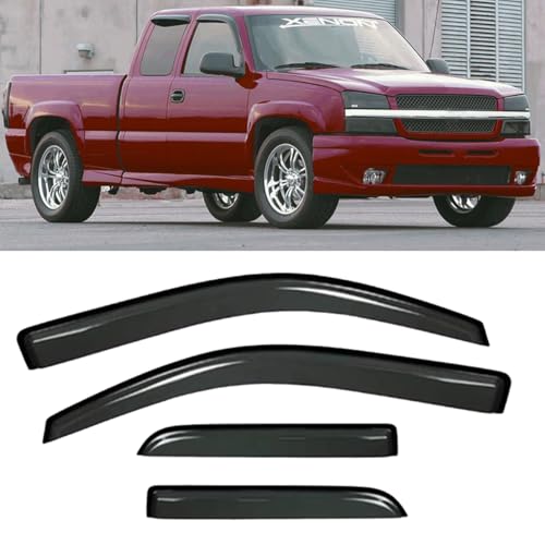 Wensdy 4pcs Side Window Wind Deflector Visors,Outside Mount Sun rain Guards for 1999-2006 Chevy Silverado/GMC Sierra 1500/2500/3500,2007 HD Classic Models Trucks with Ext. Cab 94044 - size: 99-06 Silverado/Sierra 1500 Ext Cab