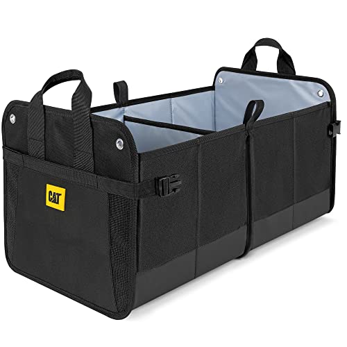 CAT® FlexTrunk Car Trunk Organizer Storage - Collapsible Dual-Compartment Automotive Adjustable Pockets Expandable Sturdy Multipurpose Folding Cargo Store for Auto Backseat, Black (CATO-201) - color: Black Trunk Organizer