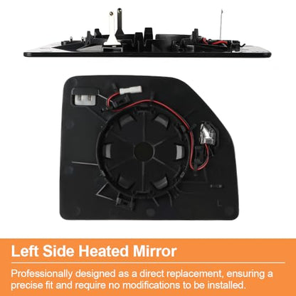 Senzeal Driver Side Heated Mirror Glass with Blind Spot Detection BLIS for Ford F150 2015-2020 Ford F250 F350 F450 F550 2017-2022 Upper Tow Mirror (Left Side) - size: Driver Upper Side with Blind Spot (Left)