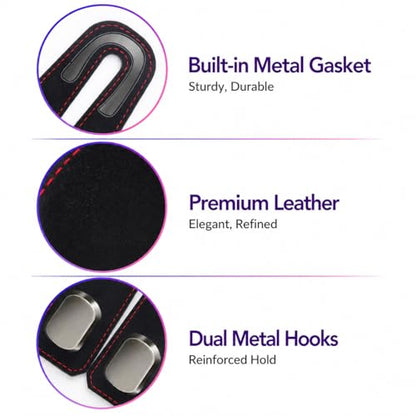 2Pcs Car Headrest Hooks with Premium Leather, Upgraded Double Metal Hooks with Anti-Drop Design, Universal Back Seat Hanger for Bags, Coats, Purses and Groceries (Stylish Black) - color: Stylish Black 2Pcs