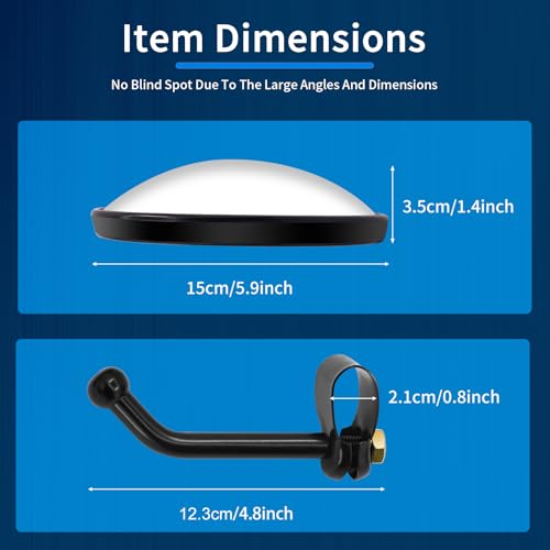 5.9-inch Round Convex Mirror with Tube Mounting Bracket- Convex Blind Spot Mirror for Truck/Bus/Van/Tractor/Tow/Forklift- 1PCS (1)