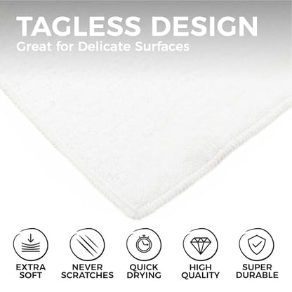 The Rag Company - All-Purpose Microfiber Terry Cleaning Towels - Commercial Grade, Highly Absorbent, Lint-Free, Streak-Free, Kitchens, Bathrooms, Offices, 300gsm, 12in x 12in, White (12-Pack) - color: White, size: 12in x 12in