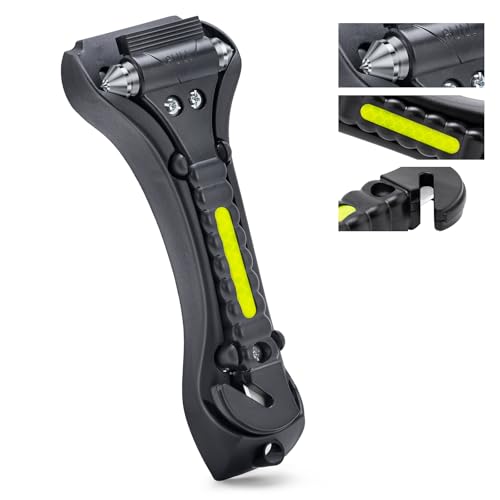 THINKWORK Car Window Breaker, Glass Breaker, Window Breaker Seatbelt Cutter, 2-in-1 Car Safety Hammer with One Second Emergency Glass Hammer, Safety Emergency Car Escape Tool for Car, Office, Home - color: New Black