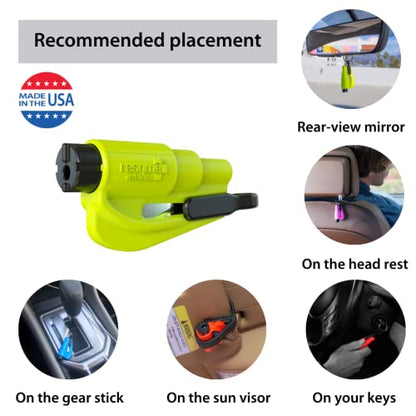 resqme The Original Emergency Keychain Car Escape Tool, 2-in-1 Seatbelt Cutter and Window Breaker, Made in USA, Family Pack of 3, Red, White, Blue - Compact Emergency Hammer - color: Red, White, Blue