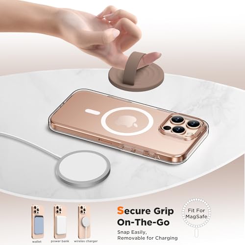 Magnetic Phone Grip Ring Holder, Liquid Silicone Magnet Cell Phone Grip Finger Loop, Compatible with Magsafe, Back of Phone for iPhone 17/16/15/14/13/12 Series, Light Brown - color: Light Brown