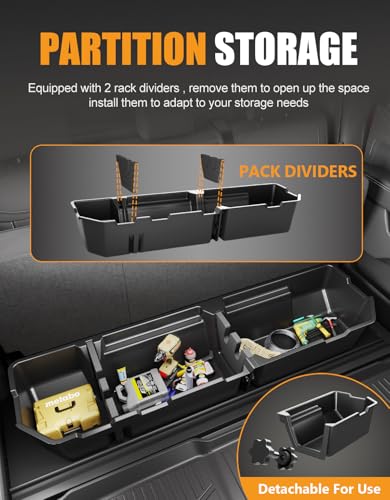 KINGGERI Under Seat Storage Boxes - Compatible with 2006-2026 Honda Ridgeline Crew Cab, Heavy Duty Upgraded Rear Under Back Seat Storage Truck Cargo Black Tool Box Organizer - size: Compatible with 2006-2026 Honda Ridgeline