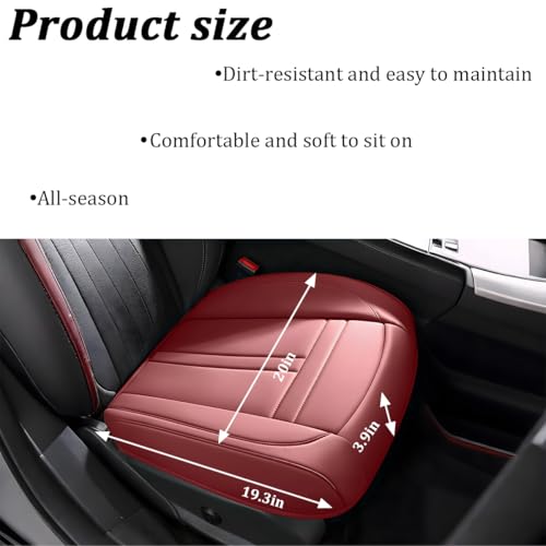 Car Front Seat Covers, Leather Anti-Slip Vehicle Front Seat Protection Full Wrap, Waterproof Driver Automotive Bottom Cushion Pad Mat Accessories, Universal for SUV, Sedan, Truck (Red) - color: Red