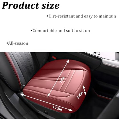 Car Front Seat Covers, Leather Anti-Slip Vehicle Front Seat Protection Full Wrap, Waterproof Driver Automotive Bottom Cushion Pad Mat Accessories, Universal for SUV, Sedan, Truck (Red) - color: Red