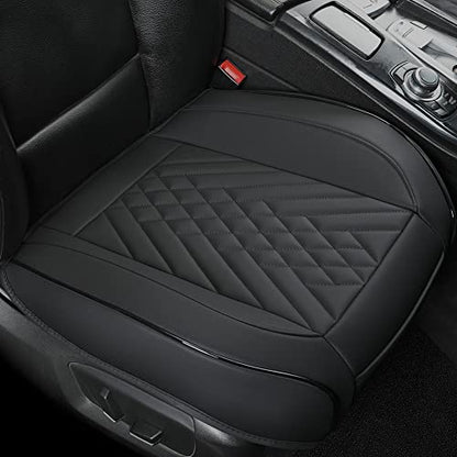 GIANT PANDA Premium PU Leather Front Car Seat Cover Protector Anti-Slip Bottom Seat Cover Fits 95% of Vehicles, Wrapping Around The Bottom (1 Pack - Black) - color: Front Seat Black, size: 1 Piece Standard Size