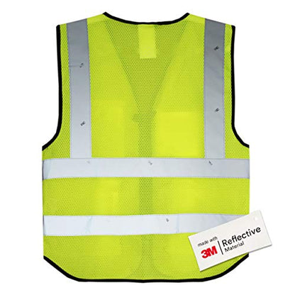 Salzmann Mesh Safety Vest | Hi Vis Multi Pocket Reflective Vest | 4 Colors – 5 Sizes | Made with 3M Reflective Material - color: Yellow Mesh, size: Large-X-Large