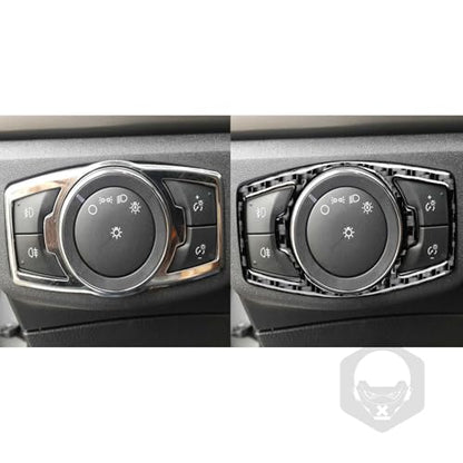Real Bright Soft Carbon Fiber Car Driver Side Headlight Switch Control Frame Trim Sticker Compatible with Ford Mondeo/Fusion 2013 2014 2015 2016 2017 2018 2019 Auto Interior Accessories Black - color: Black-headlight Switch