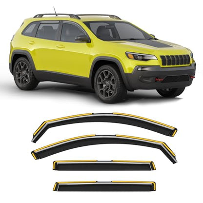 in-Channel Window Rain Guard for Fit for Jeep Cherokee 2014-2023 Rain Guards Side Window Visors Low Profile Vent Visor Window Deflectors Vent Shades Car Accessories - size: 2014-2023 Jeep Cherokee