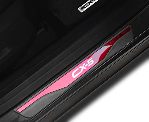 Car Door Sill Scuff Protector, for Mazda cx-5 cx5 2013-2022 Accessories Parts, Stainless Steel With abs Plastic Door Entry Guard Plate Trim Cover, Auto Interior Accessory Kick Panels Black 4pcs set
