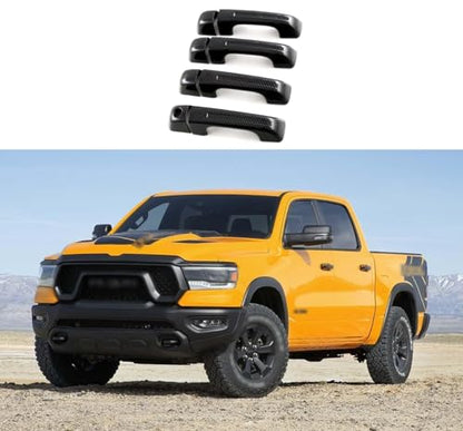 Car Accessories Fit for Dodge Ram 1500 2025 2024 2023 2022 2021 2020 2019 Door Handle Cover Trims （Carbon Fiber W/O Smart Hole ABS 8PCS - color: Carbon Fiber W/O Smart Hole