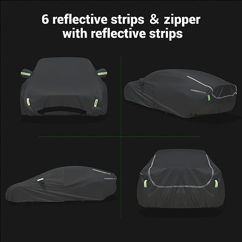 TECOOM Car Cover Fit for Tesla Model 3 - Waterproof All Weather, 2017-2023 Model 3 Cover with Fleece Lining, Ventilated Mesh, Charge Port Opening, Zipper Door, Trunk Opening - size: Tesla: Model 3