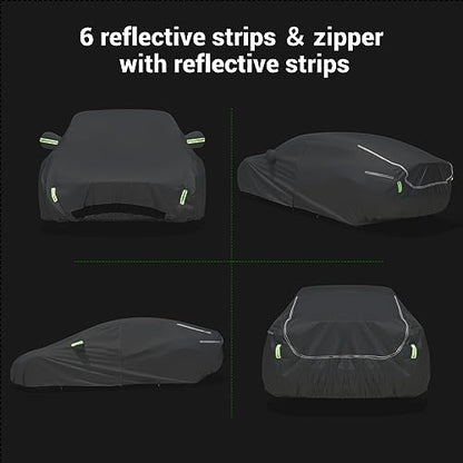 TECOOM Car Cover Fit for Tesla Model 3 - Waterproof All Weather, 2017-2023 Model 3 Cover with Fleece Lining, Ventilated Mesh, Charge Port Opening, Zipper Door, Trunk Opening - size: Tesla: Model 3