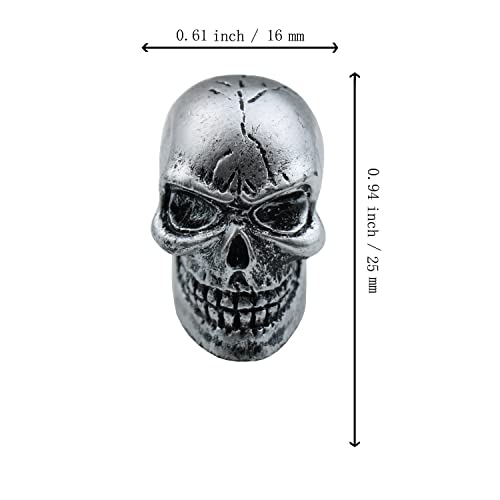 Cars Tires Valve Stem Caps Cover Dustproof Cool Skull Head Fit Most Vehicle SUV Bike Trucks Motorcycles 4 Pcs/Set（Silver） - color: silver