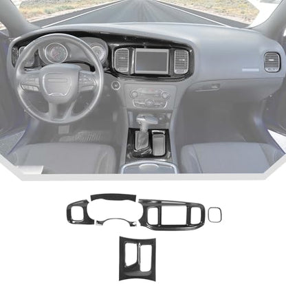 JeCar 6pcs Carbon Fiber Interior Trim Kit for 2015-2024 Dodge Charger Interior Accessories
