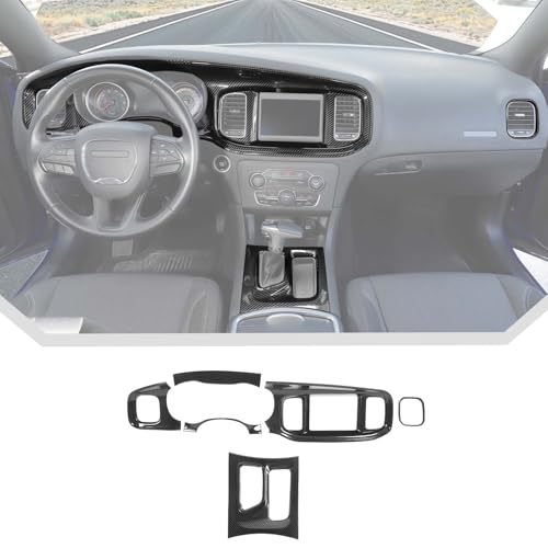 JeCar 6pcs Carbon Fiber Interior Trim Kit for 2015-2024 Dodge Charger Interior Accessories