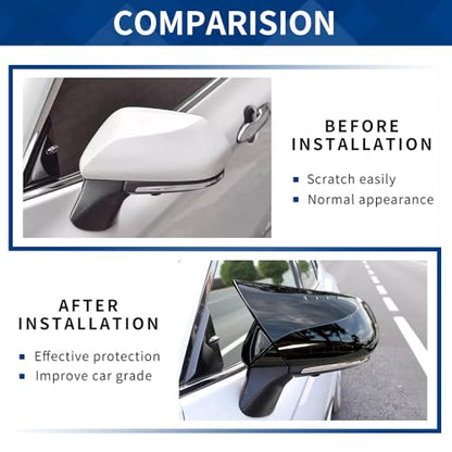 Side Mirror Cover Compatible with Toyota (Camry 2018-2025, Ox Horn Style-Gloss Black) - size: Ox Horn Style-gloss Black