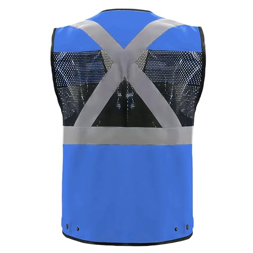 Safety Vest High Visibility Reflective Construction Vest for Men Women - color: Royal Blue, size: XX-Large