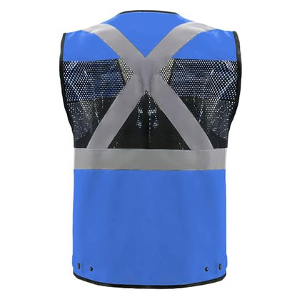 Safety Vest High Visibility Reflective Construction Vest for Men Women - color: Royal Blue, size: XX-Large