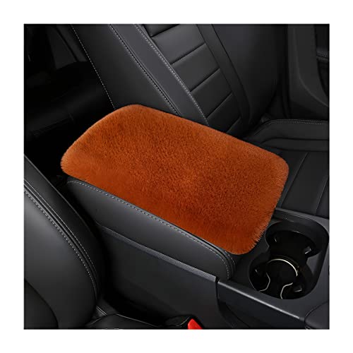 Fluffy Car Armrest Cover, Universal Car Center Console Pad, Car Armrest Seat Box Cover Decor Accessories For Women Men, Armrest Seat Box Cover Protector For Most Vehicle, SUV, Truck, Car (Brown) - color: Brown