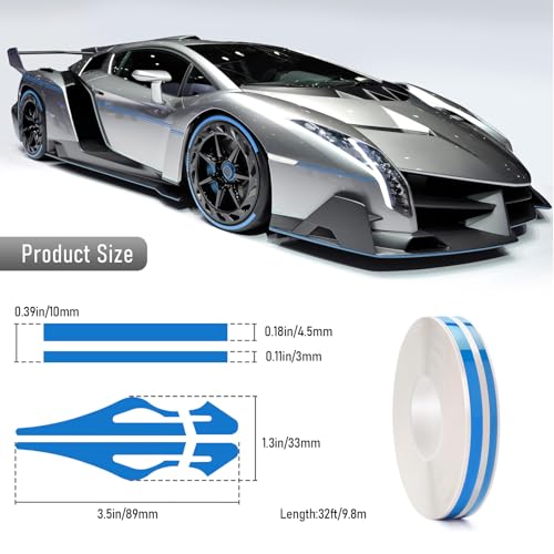 2 Rolls 32Ft Car Pinstripe Tape, Automotive Pinstriping Tape Stickers Vinyl DIY Stripes Pinstripe Emblems Trim Decals for Car, SUVs, Pickups, Motorcycle and Boat, Racing Stripes (Blue) - color: Blue-2