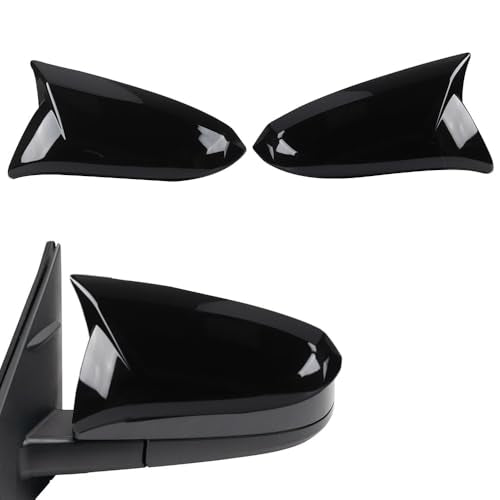 BOYUER Horn Door Mirror Covers,Glossy Black Adhesive Rearview Side Mirror Covers Caps For Toyota RAV4 2013-2018 Accessories - color: Bright Black