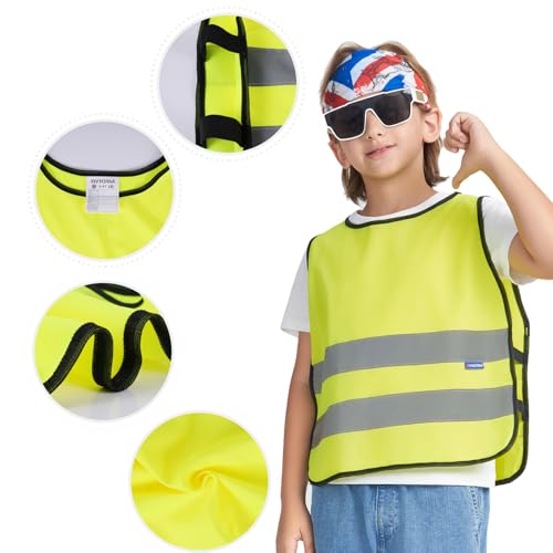 A-SAFETY kids High Vis Reflective construction Safety vest - color: Yellow, size: 10-14year