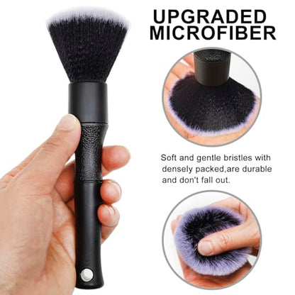 2 Microfiber Detailing Brushes, Car Interior Detailing Brush for Air Vent,Dashboard, Leather,Cleaning Tool Efficient Dust Removal for Car Interior, Computers, Keyboards, Digital Device
