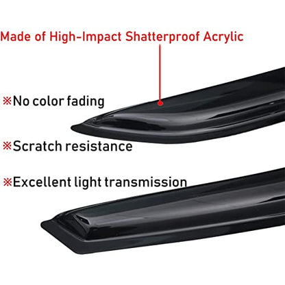 Lightronic Extra Durable Outside-Mount Auto Vent Window Visor, Fits 2023-2025 Honda Accord Sedan, UV Protection Rain Guard, Original Wind Deflector, No-Drilling Easy Installation, Dark Smoke, 4-Pcs