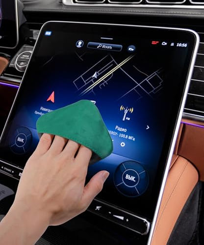 SCUARI Car Screen Cleaner,Touch Screen Cleaner for Car,Car Accessories Car Screen Wipes,Foldable Car Screen Cleaner Cloth,Square Microfiber Screen Cleaning Pad,Fits Car Dashboard LCD Display (Green) - color: Green