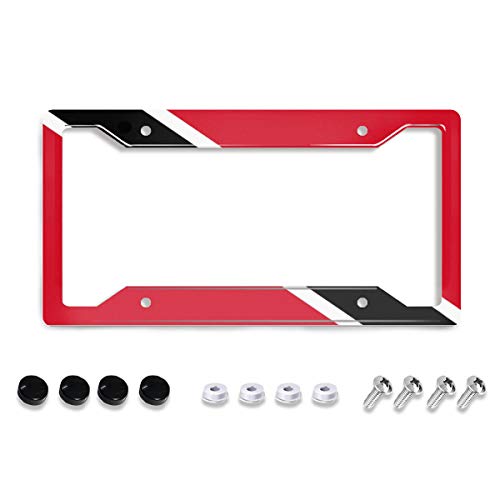 Personalized License Plate Frame Stainless Steel Trinidad and Tobago Flag Cute License Plate Car Tag Holder with 4 Holes and Screws for Women Men Auto for USA Canada Vehicles Standard (12"x6") - color: Trinidad and Tobago Flag
