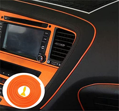 Orange Car Interior Decorative Molding Door Panel Dashboard Gap Trim Strip (16Ft) - size: 16Ft