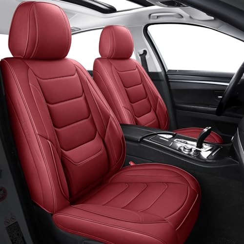 Front Seat Covers for Cars Breathable Leather Seat Covers Waterproof Seat Protectors Universal Fit for Most Automotive Cars SUV Trucks (Red, Front Pair) - color: Red1, size: Front Pair