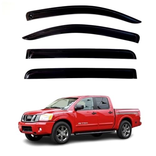 4Pcs Window Visors Vent Deflectors for Nissan Titan Crew Cab 2004-2015 Rain Guards Shade - size: Titan Crew Cab 2004-2015