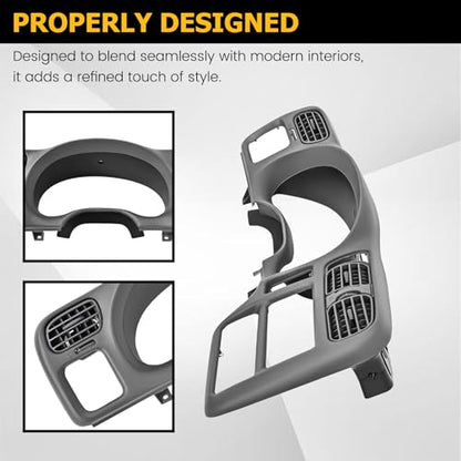 KUAFU Dash Trim Bezel Compatible with 1998-2004 Chevy Chevrolet S10 Blazer GMC Jimmy Paint ABS Plastic Light Gray Single Din Only - color: Light Gray