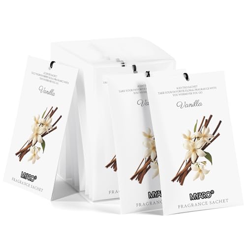 MYARO 12 Packs Vanilla Scented Sachets for Drawer and Closet, Long-Lasting Closet Sachet Bags Drawer Deodorizers Fresh Scents, Home Fragrance for Lover - color: Vanilla
