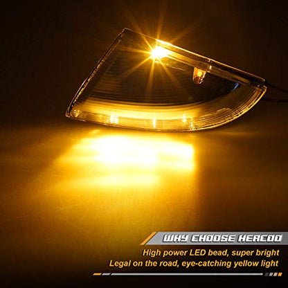 HERCOO LED Side Mirror Turn Signal Puddle Light Lamp Assembly Compatible with Dodge Ram 1500 2009-2018, Dodge Ram 2500 2010-2018, Ram 1500 Classic 2019-2022, Replacement for 68064948AA - size: Right-Clear
