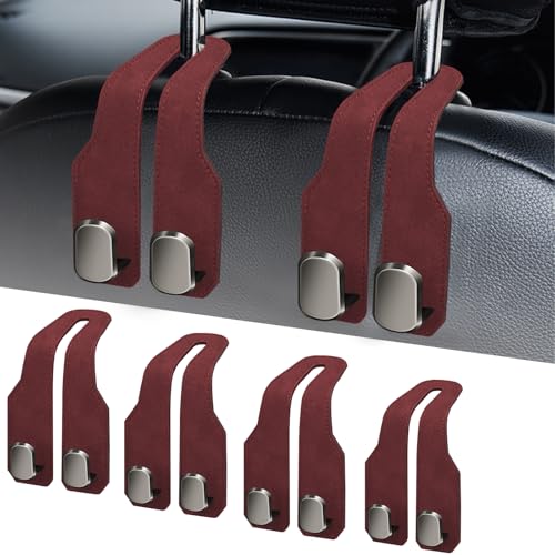 Car Seat Headrest Hooks for Purses and Bags, 4 Pack Bag Purse Holder for Car With Double Metal Hooks, Car Purse Hanger, Headrest Back Seat Handbags Hook Cute Hanging Accessories, hot pink - color: Hot Pink 4pcs