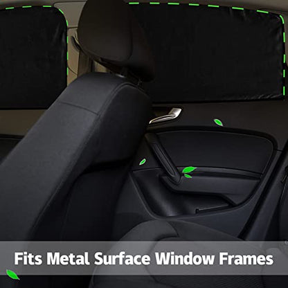 ZATOOTO 4 Pcs Car Window Cutains - Black Silk Magnetic Privacy Side Front Rear Protection Covers - Sun Shades Keeps Cooler for Kids Sleeping - color: Black Faux Silk Flat-Full Set 4PCS