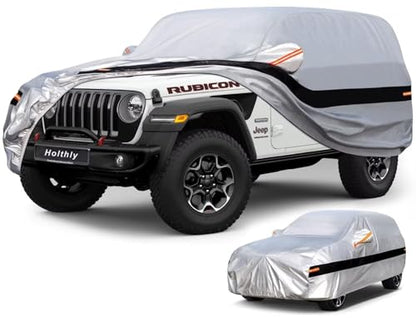 10 Layers Car Cover Custom Fit for Jeep Wrangler 2Door 2dr, Waterproof All Weather for Automobiles, Outdoor Full Cover Sun Dust Rain Protection with Cotton. Silver - size: Custom Fit for Jeep Wrangler-2