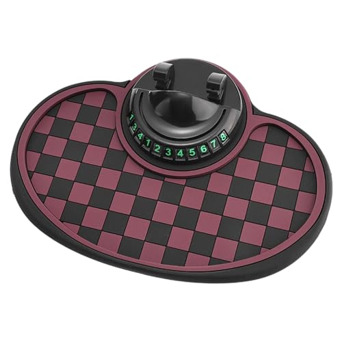 Multifunction Car Anti-Slip Mat, Non-Slip Dashboard Mat with 360° Rotating Phone Holder Temporary Parking Number Plate, Dashboard Grip Pad (Coffee) - color: Coffee