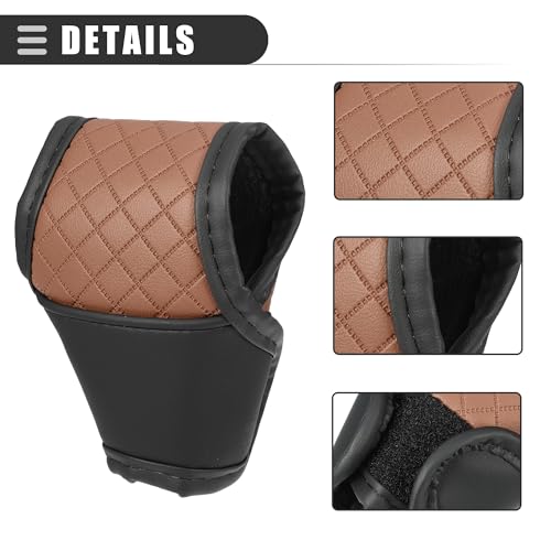 Motoforti Universal Car Gear Shift Cover Shift Knob Cover Gear Stick Cover Automatic Shift Gear Cover, Fashionable, Faux Leather, Black Brown